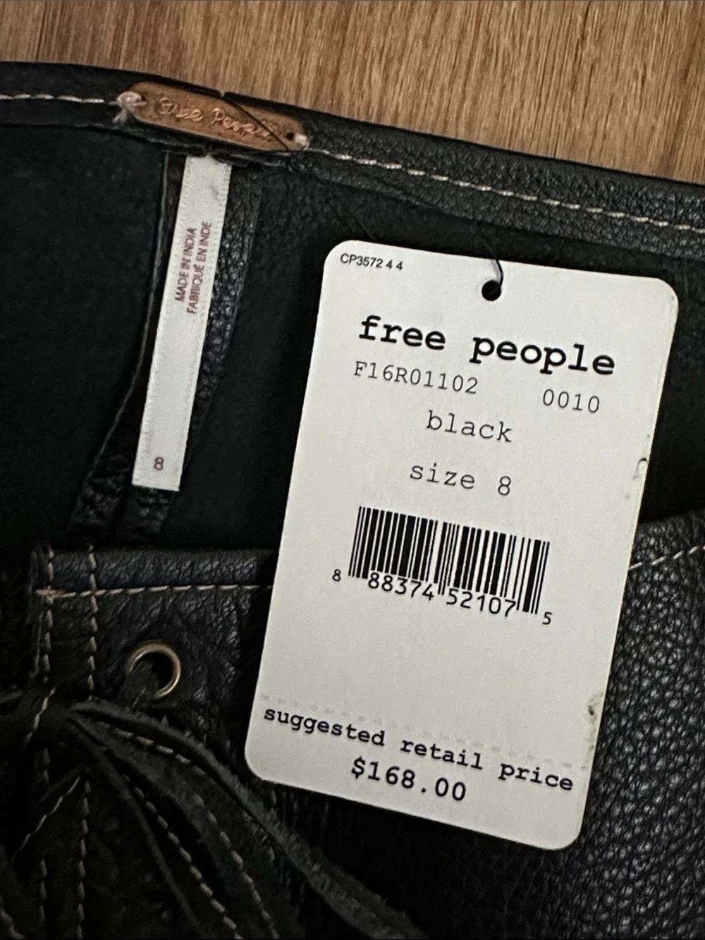 Free People Black Leather Lace-Up Mini Skirt
